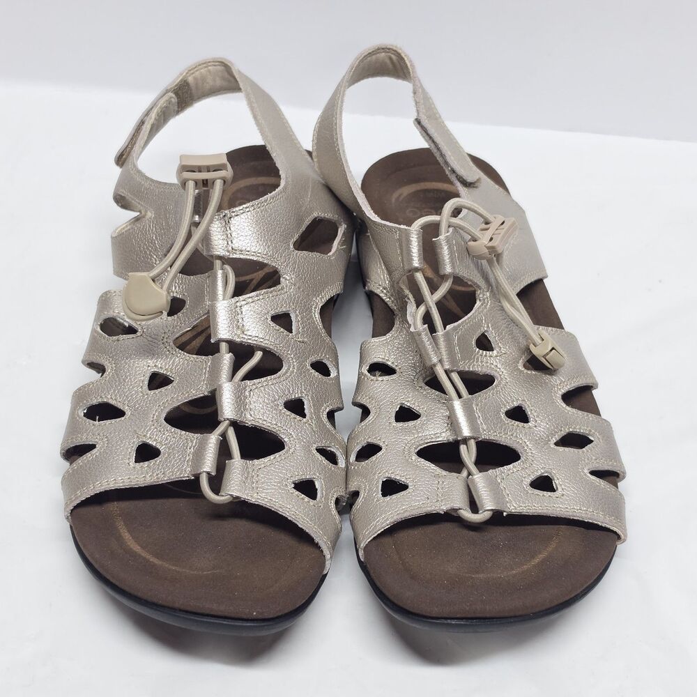 Abeo Bina Bio System Adjustable Gladiator Sandals Champagne Leather Women 8.5N